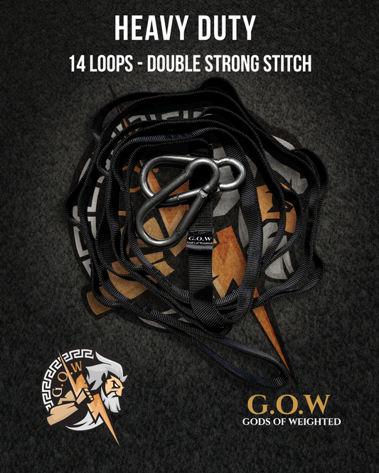 Daisy Chain Black with 2 Carabiners – 470 kg/Loop, 1.8 Ton Capacity – 14 Loops Heavy Duty Strap