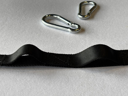 Daisy Chain Black with 2 Carabiners – 470 kg/Loop, 1.8 Ton Capacity – 14 Loops Heavy Duty Strap